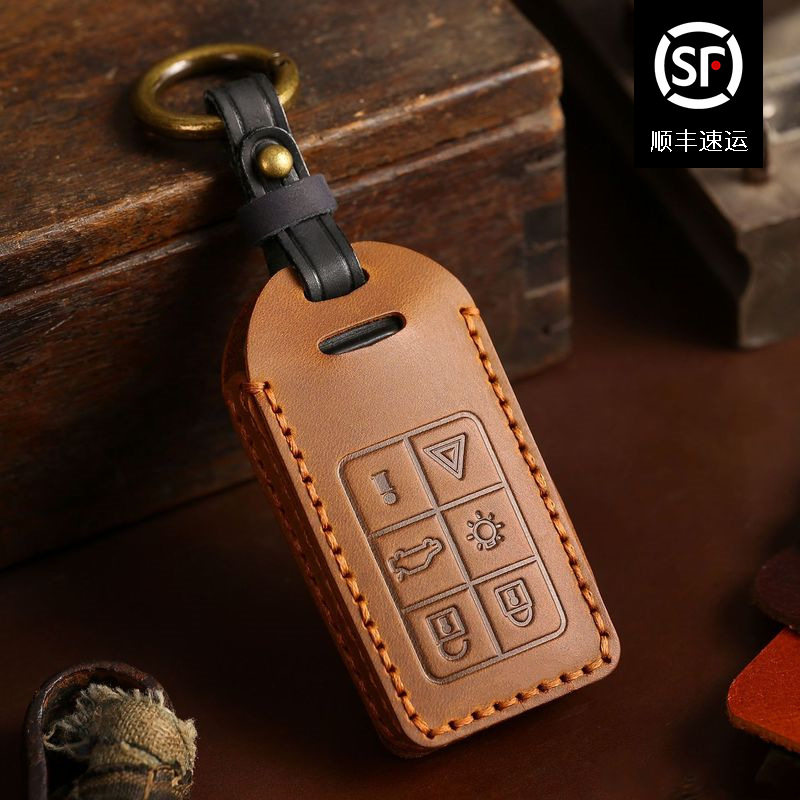 适用沃尔沃XC60钥匙包真皮纯手工汽车钥匙包疯马皮复古高级男女款