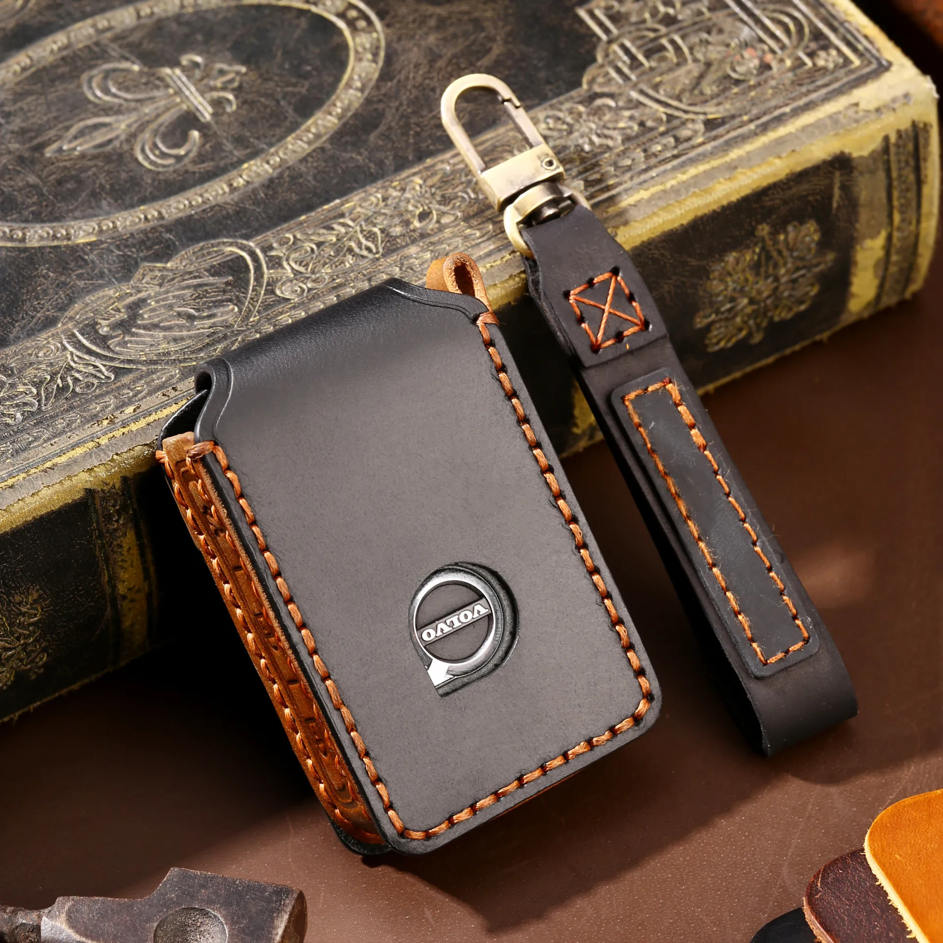 跨境钥匙包hallmo真皮