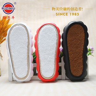 买5送1手工编织冰条线钩织拖鞋男女冬季eva防滑加厚云朵柔软鞋底