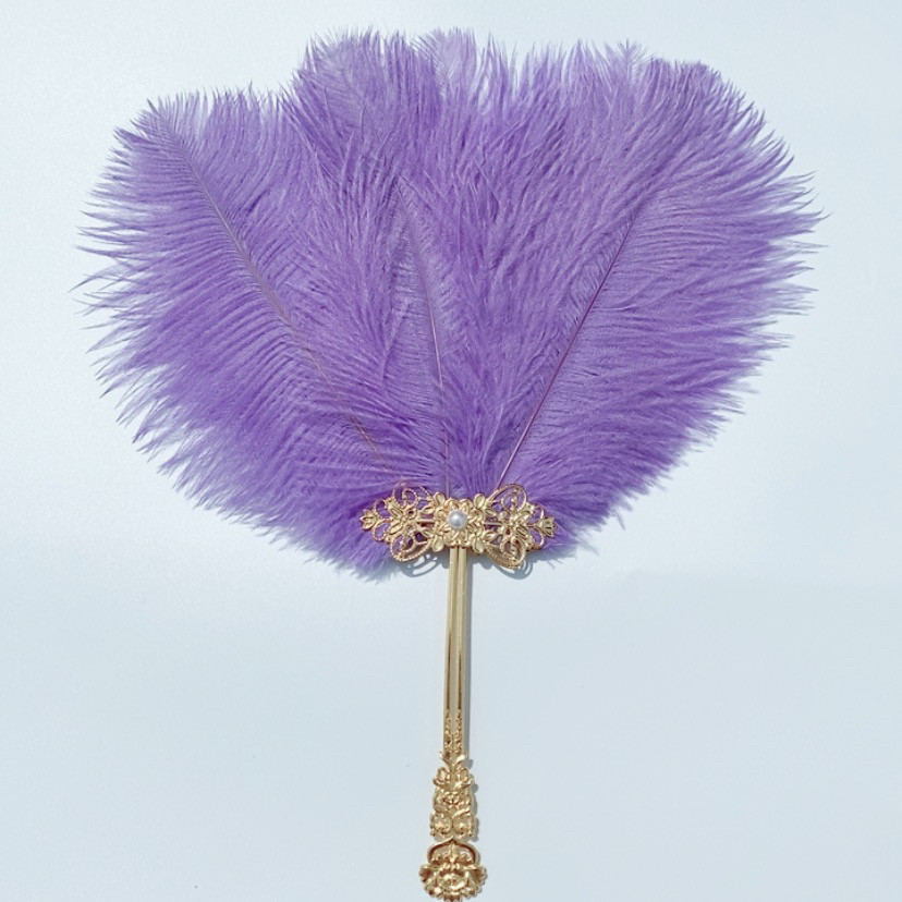 小号优雅羽毛扇 油画复古花嫁宫廷贵妇风手持结婚拍摄道具扇