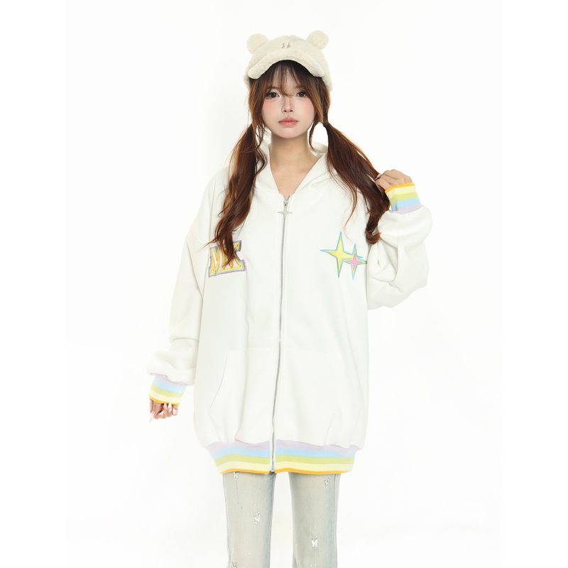 小杭還沒吃飽彩色刺繡字母外套潮