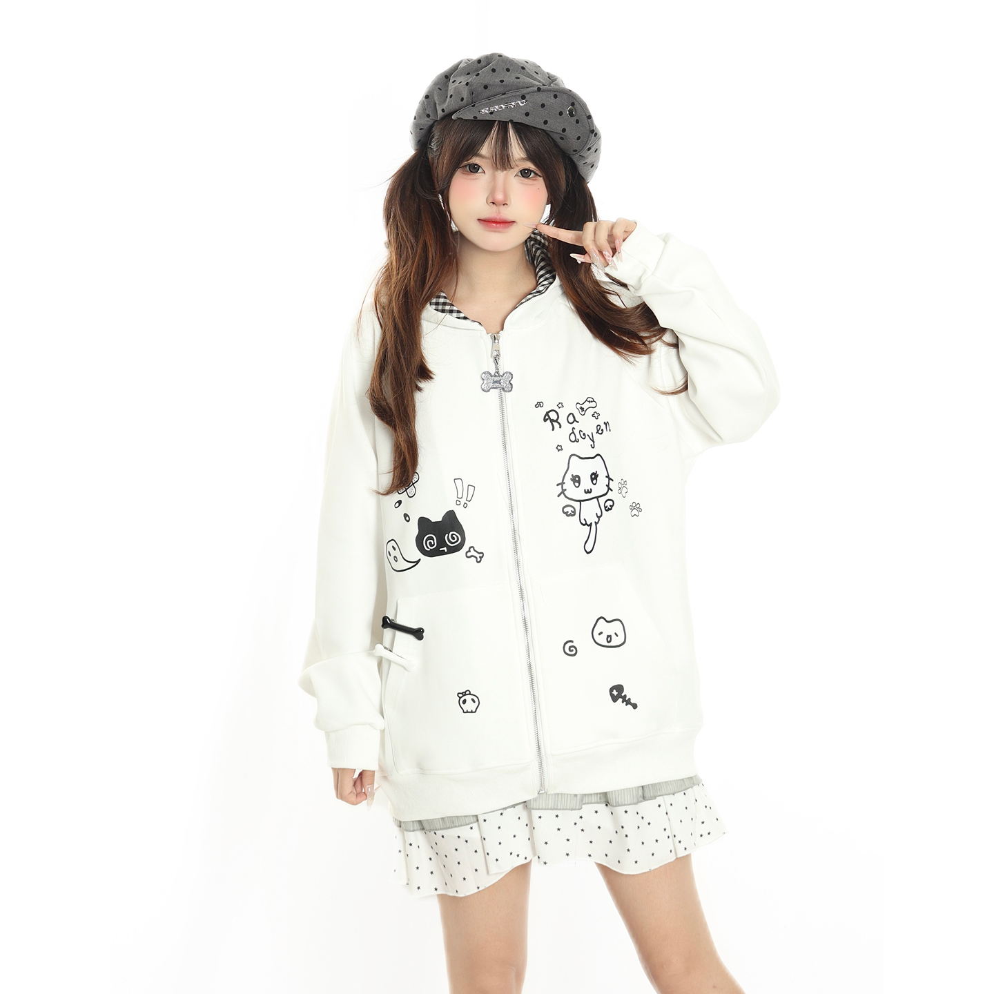 学院风猫咪连帽卫衣女猫耳外套潮