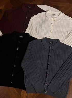 RTIMFD 拉夫风麻花老钱风新贵针织衫毛衣 混纺绞花纽扣开衫外套男