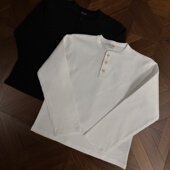 RTIMFD做旧果实扣华夫格亨利领长袖 cleanfit秋冬基础百搭正肩长袖