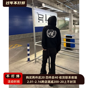 RTIM 重磅VTM麦穗地球刺绣拉链外套 opium风短款复古欧美高街帽衫