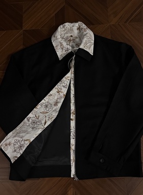 RTIMFD高级花里假两件衬衫拉链夹克Cleanfit春夏层次上衣外套复古