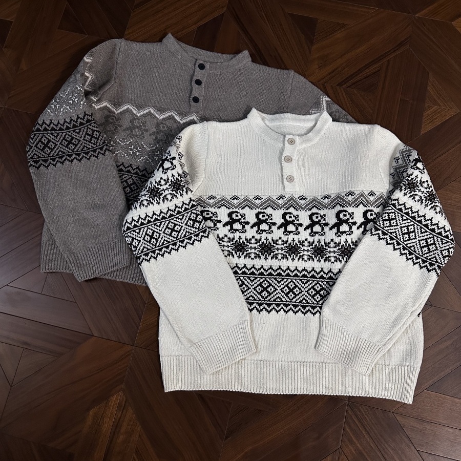 秋冬款毛衣圆领针织套头衫企鹅