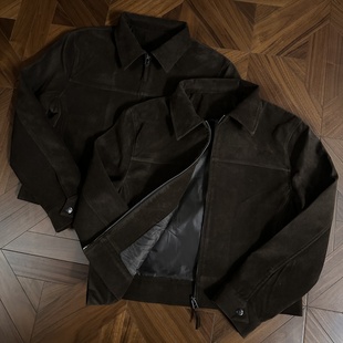 RTIMFD复古麂皮绒巴恩拉链外套做旧短宽Boxy版 Cleanfit夹克秋正肩