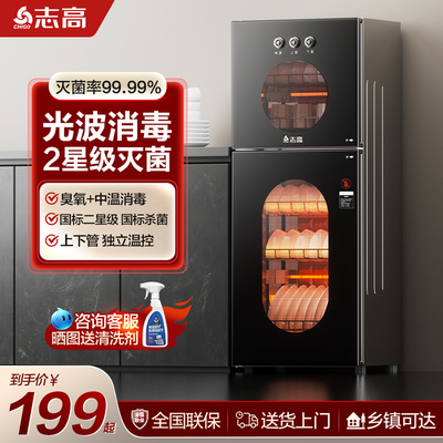 志高消毒柜家用小型立式桌面台式高温厨房商用碗柜不锈钢