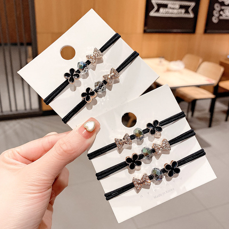 高级感发绳超闪水钻领结发圈韩版气质小香风发饰头绳扎头发橡皮筋