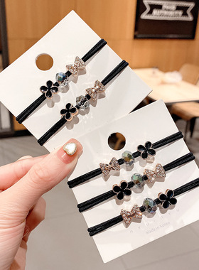 高级感发绳超闪水钻领结发圈韩版气质小香风发饰头绳扎头发橡皮筋