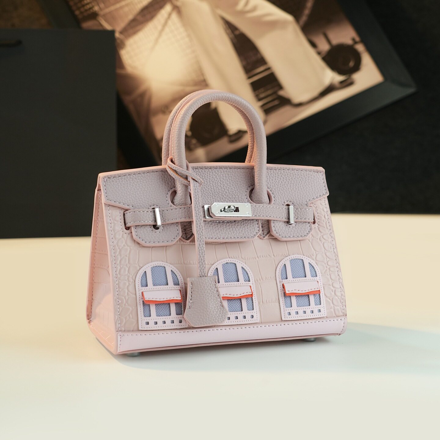 铂金包2025新款小众女士真皮手提包简约百搭单肩包拼色通勤斜挎包