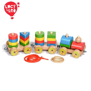 Lucy&Leo幼儿童早教益智几何积木套柱三节小火车专注力拆装 玩具