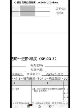 感觉统合测评表 感觉信息处理临床观察SPCO-1和SPCO-2
