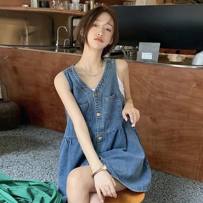 牛仔裙吊带连衣裙夏季薄款女装2025新款背带裙小个子无袖背心裙子