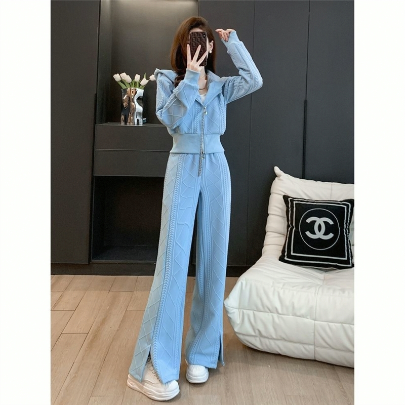 春秋运动套装女时尚洋气休闲减龄小香风欧货炸街卫衣阔腿裤两件套