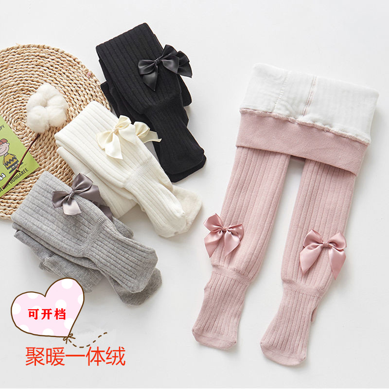 女童加绒加厚打底裤外穿婴儿童宝宝秋冬款连裤袜小童冬装大PP裤子