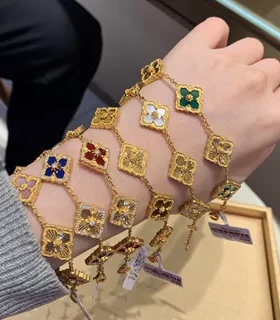 布吉拉提opera歌剧院车花四叶草五花手链女银18K金意大利复古轻奢