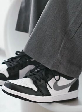 Nike耐克男鞋Jordan 1 AJ1 黑白影子灰 低帮复古篮球鞋553558-040