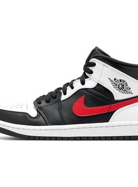 Jordan Air Jordan 1 mid 熊猫 红钩 减震防滑耐磨 中帮 复古