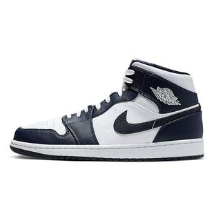 Jordan Air Jordan 1 Mid Obsidian 皮革 高帮 复古篮球鞋 男