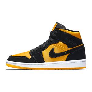 Jordan Air Jordan 1 Mid 新欢 中帮 复古篮球鞋 男款 黄黑拼