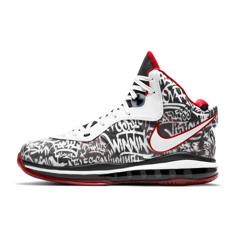 Nike LeBron 8 QS Graffiti 黑红涂鸦 复古篮球鞋 男女同款
