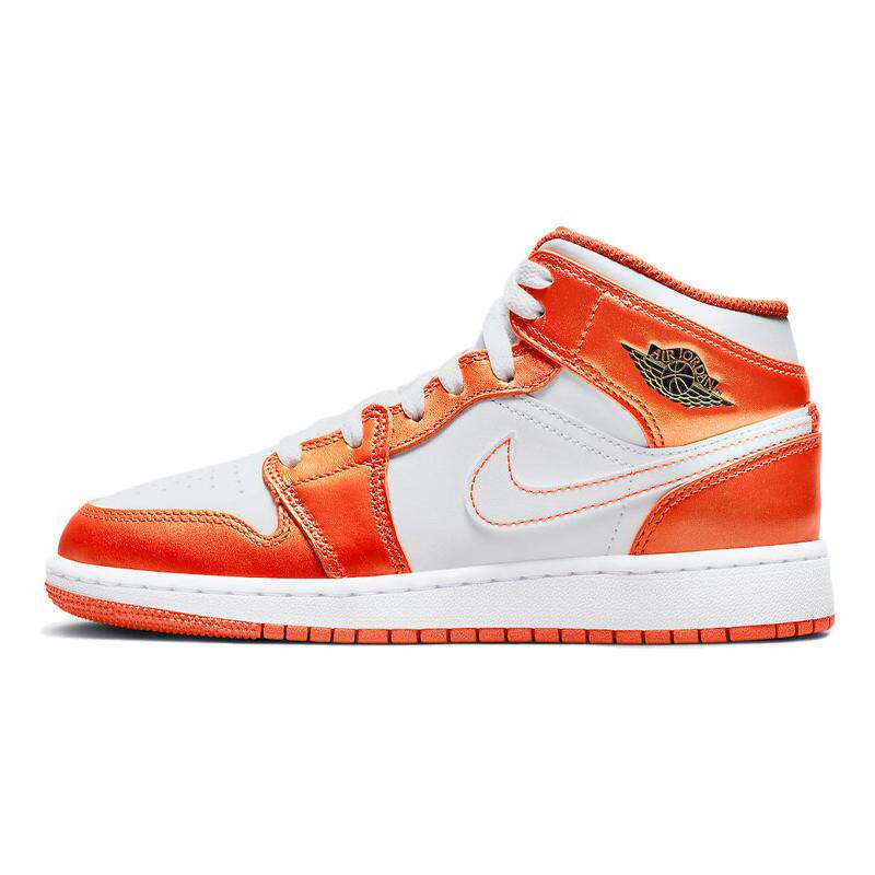 Jordan Air Jordan 1 Mid 小扣碎 中帮 复古篮球鞋 GS 白橙