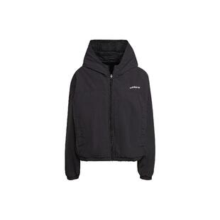 adidas originals 纯色Logo拉链连帽运动夹克外套 女款 黑色