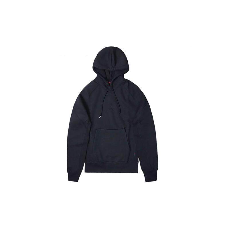 Air Jordan 飞人刺绣 加绒抽绳套头连帽卫衣 男款  黑色