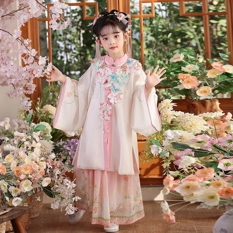 女童明制簪花汉服夏季薄款超仙