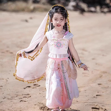 汉服女童夏装中国民族异域风改良唐装灯笼裤套装女宝飞天敦煌古装