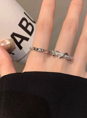 灵蛇缠绕开口戒指女ins小众设计感食指戒时尚百搭叠戴指环