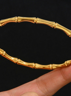 跨境不锈钢金色手镯套装镶钻钉子感四叶草手镯gold bangles