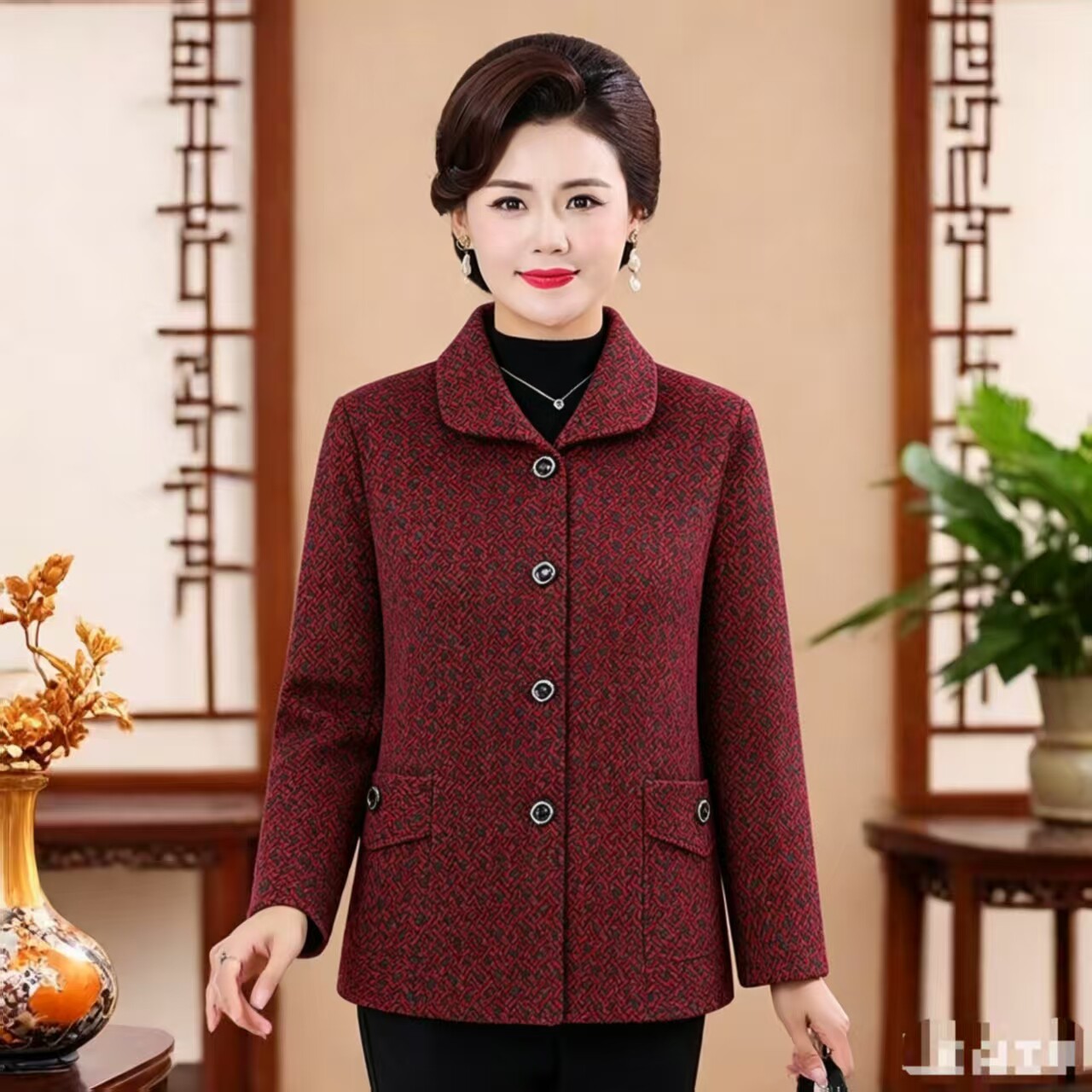奶奶装秋装外套上衣新款中老年人女妈妈大码太太女装老人春秋衣服