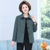 外套中老年人女装 秋冬大码 长袖 夹克2022纽扣新款 上 短款 妈妈春秋装