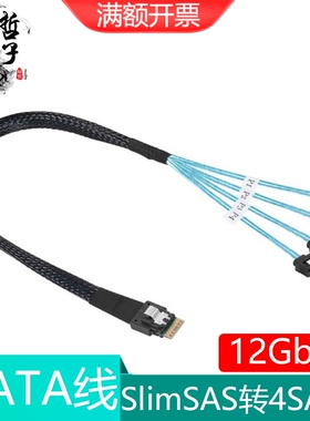 SF-103内置Slim SAS SFF-8654对4 SATA 7Pin服务器磁盘阵列连接线