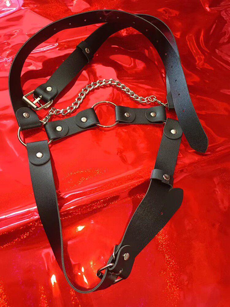 세련된 남성용 가죽 바디 스트랩 맞춤형 서스펜더형 가죽 벨트 남성용 및 여성용 다용도 허리밴드 셔츠 허리밴드 및 가슴 스트랩 포함