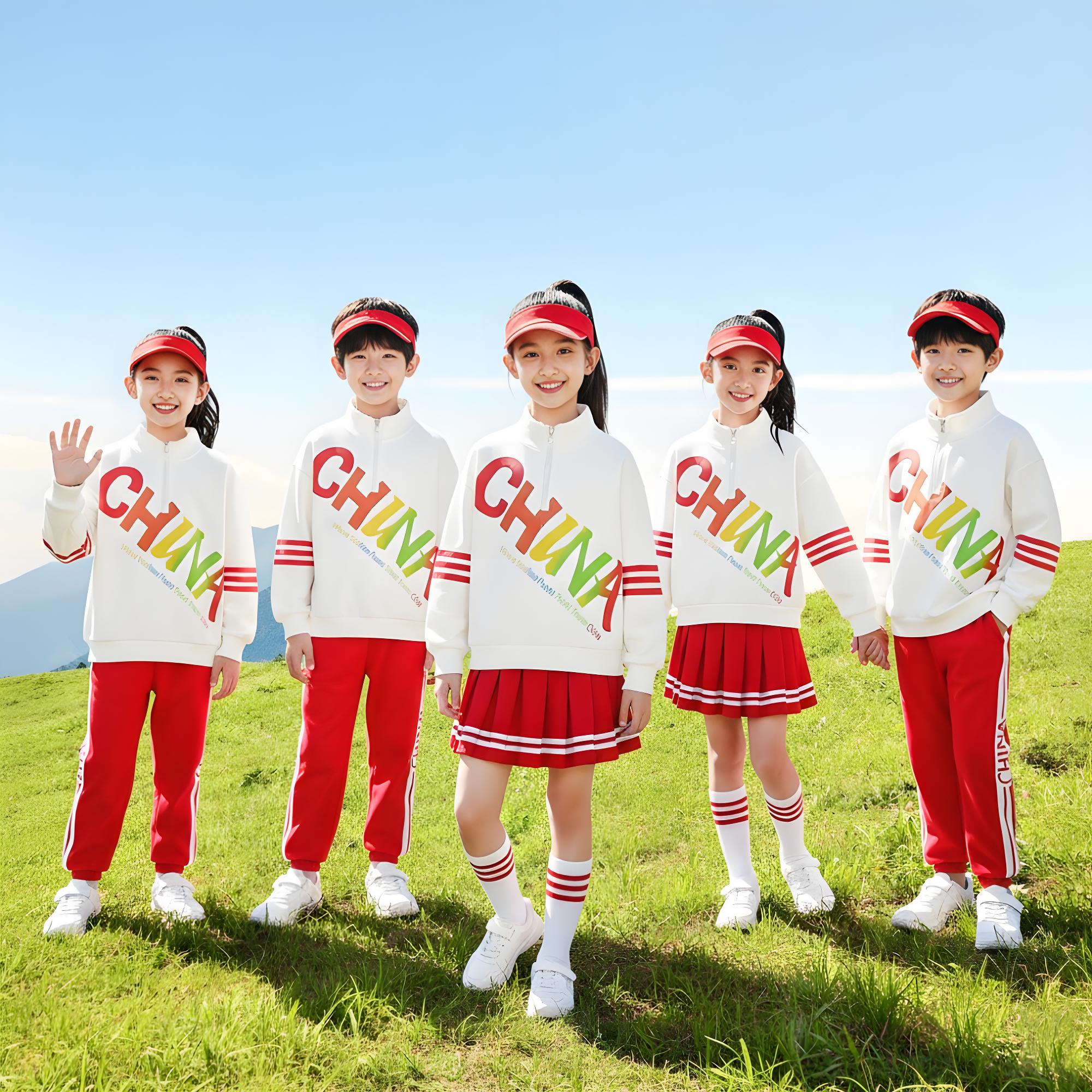 儿童啦啦队演出服小学生运动会表演班服幼儿园团体合唱校服套装秋