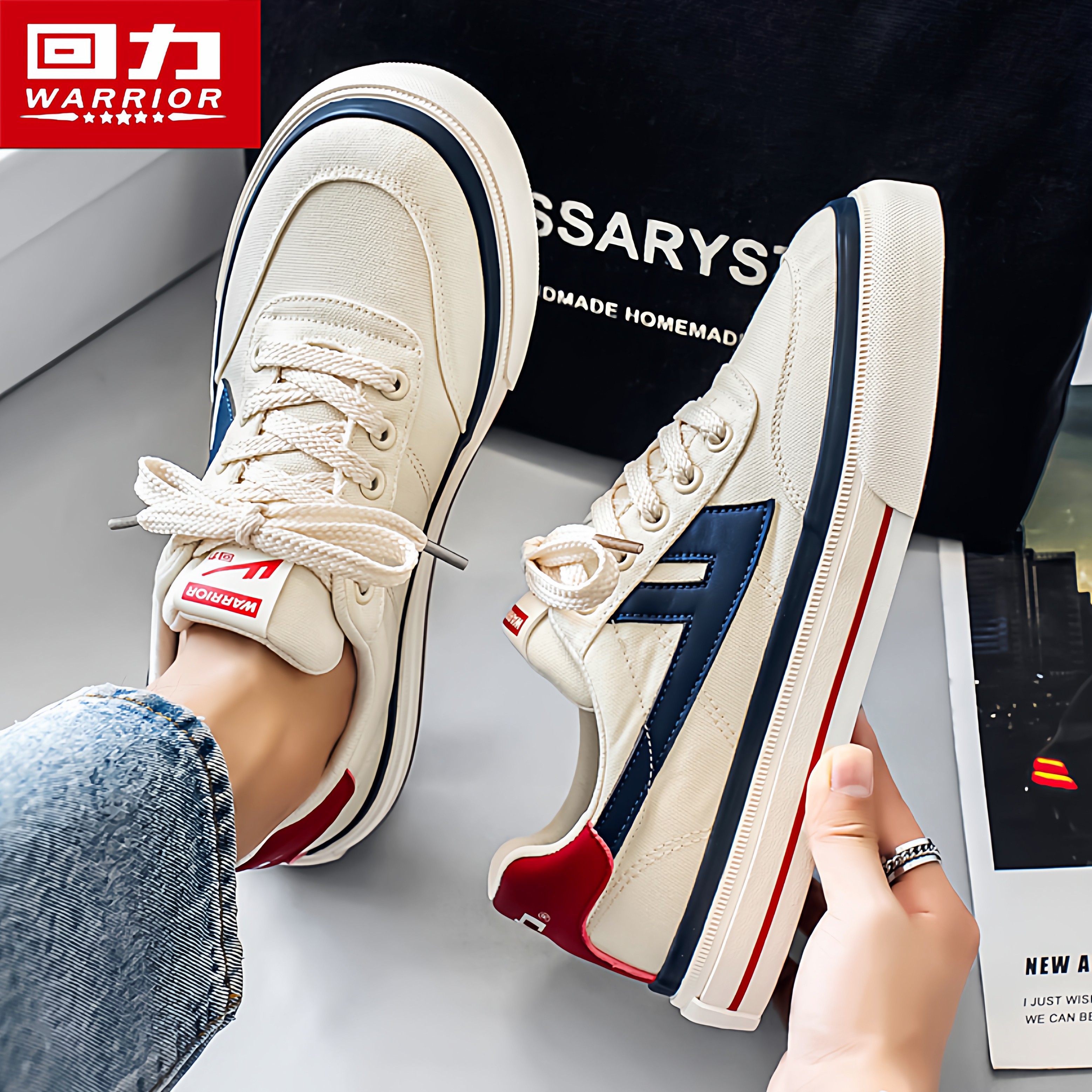 回力帆布鞋男款秋季透气百搭休闲低帮板鞋青少年运动软底小白潮鞋,流行男鞋,帆布鞋,淘宝优惠券,粉丝福利购,淘宝优惠卷