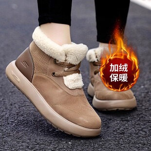 斯凯奇2026秋冬新款女鞋雪地靴加绒保暖棉鞋舒适中短靴户外休闲鞋