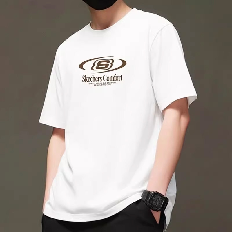 Skechers斯凯奇短袖男女春秋季新款白色情侣透气运动潮流圆领T恤