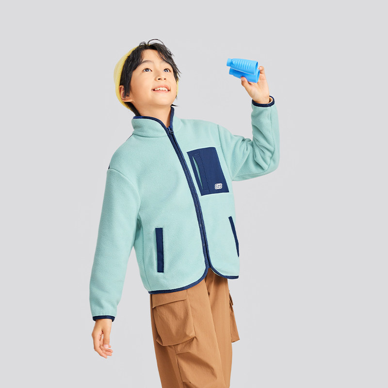 斯凯奇童装男女童休闲外套儿童上衣春季新款针织衫上衣柔软舒适