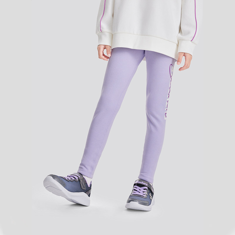 斯凯奇女童针织紧身长裤中大童弹力春夏季修身保暖时尚休闲运动裤