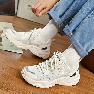 斯凯奇女鞋2026春夏季新款透气踏浪减震老爹鞋透气运动休闲跑步鞋