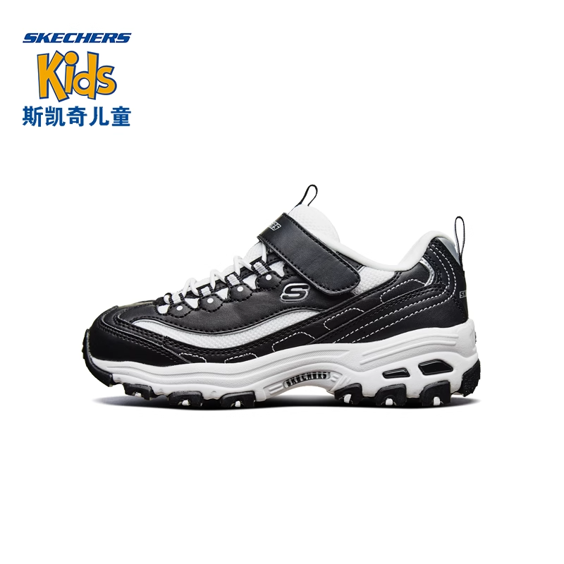 Skechers斯凯奇童鞋时尚软底老爹鞋秋季新款魔术贴休闲运动熊猫鞋