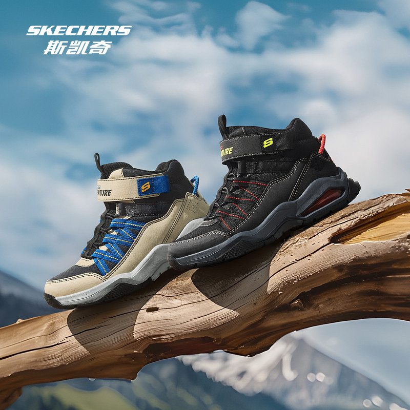 Skechers斯凯奇儿童春夏户外保暖运动鞋男童气垫高帮二棉鞋休闲靴