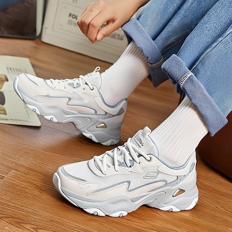 Skechers斯凯奇糯米熊|2025秋新款女鞋老爹鞋厚底缓震休闲运动鞋