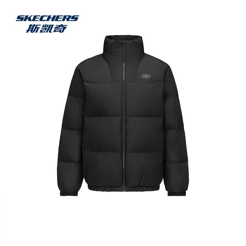 斯凯奇男士羽绒服2026秋冬新款秋冬黑色立领鸭绒轻薄短款羽绒外套