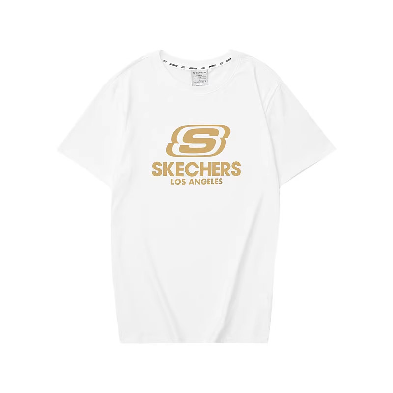 Skechers斯凯奇短袖男女秋冬季新款白色情侣速干运动潮流圆领T恤